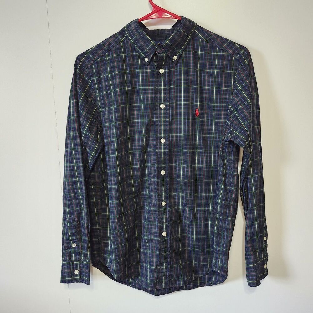Polo Ralph Lauren Youth Large 14-16 Plaid Button Down Shirt Cotton Pony Logo